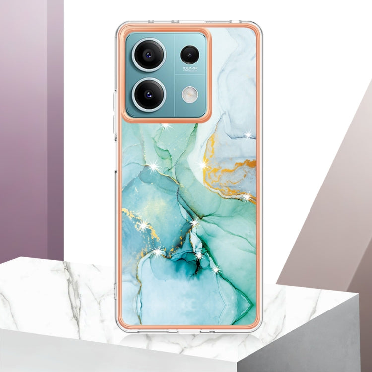 For Xiaomi Redmi Note 13 5G Global Electroplating Marble Dual-side IMD Phone Case(Green 003) - Note 13 Cases by PMC Jewellery | Online Shopping South Africa | PMC Jewellery | Buy Now Pay Later Mobicred