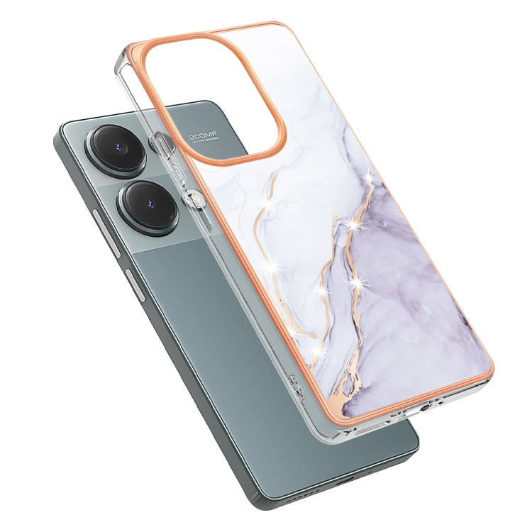 For Xiaomi Poco M6 Pro 4G Electroplating Marble Dual-side IMD Phone Case(White 006) - Xiaomi Cases by PMC Jewellery | Online Shopping South Africa | PMC Jewellery | Buy Now Pay Later Mobicred