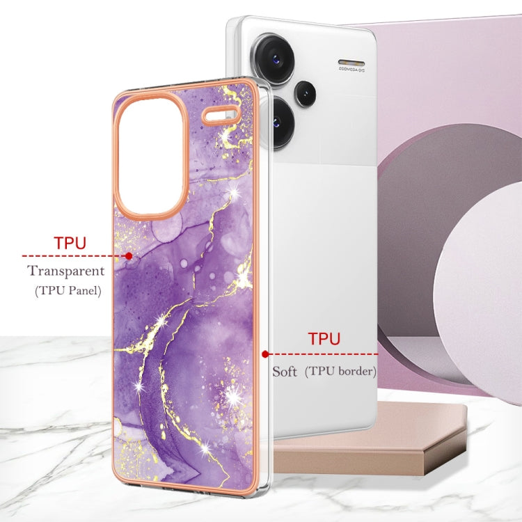 For Xiaomi Redmi Note 13 Pro+ 5G Electroplating Marble Dual-side IMD Phone Case(Purple 002) - Note 13 Pro+ Cases by PMC Jewellery | Online Shopping South Africa | PMC Jewellery | Buy Now Pay Later Mobicred