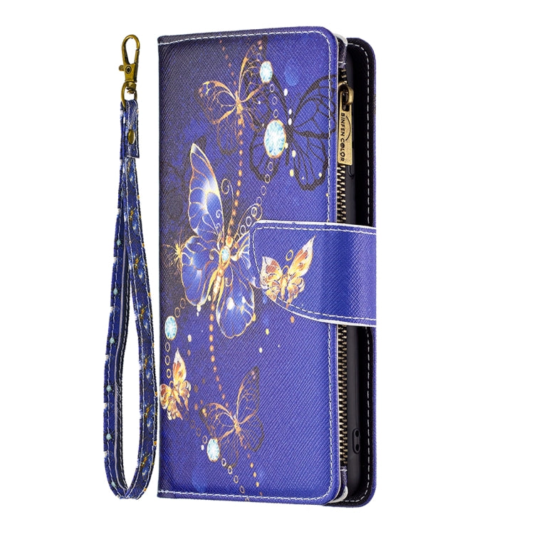 For iPhone 16 Pro Max Colored Drawing Pattern Zipper Phone Leather Case(Purple Butterfly) - iPhone 16 Pro Max Cases by PMC TechLife | Online Shopping South Africa | PMC TechLife | Buy Now Pay Later Mobicred