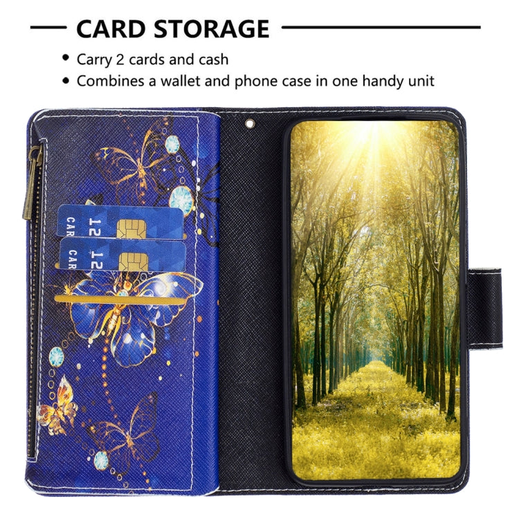 For iPhone 16 Pro Max Colored Drawing Pattern Zipper Phone Leather Case(Purple Butterfly) - iPhone 16 Pro Max Cases by PMC TechLife | Online Shopping South Africa | PMC TechLife | Buy Now Pay Later Mobicred