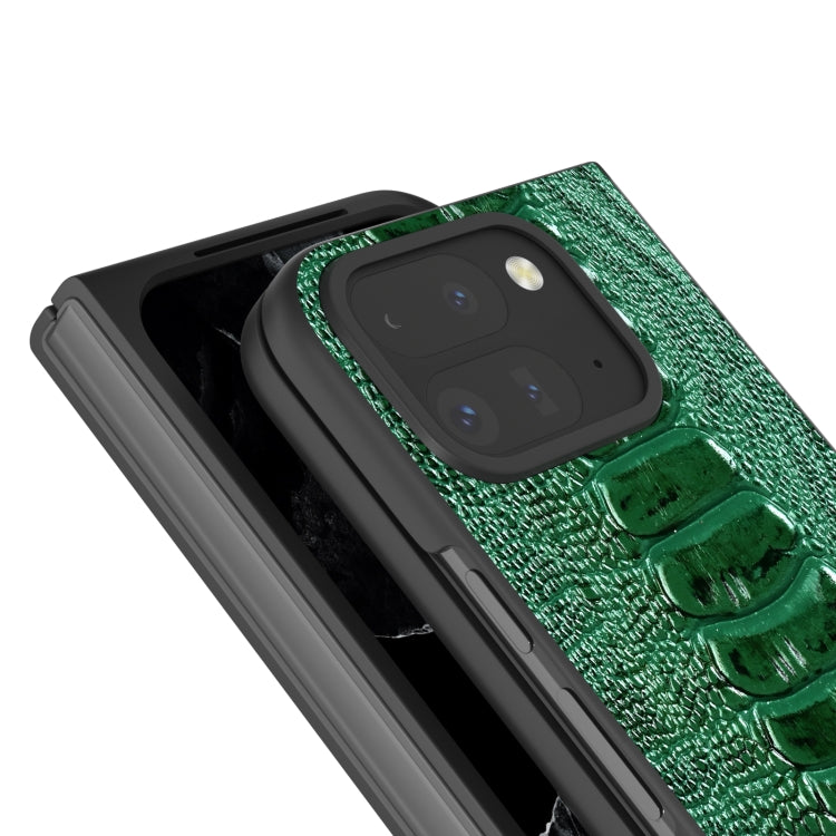 For Google Pixel 9 Pro Fold ABEEL Genuine Leather Weilai Series Phone Case(Green) - Google Cases by PMC Jewellery | Online Shopping South Africa | PMC Jewellery | Buy Now Pay Later Mobicred