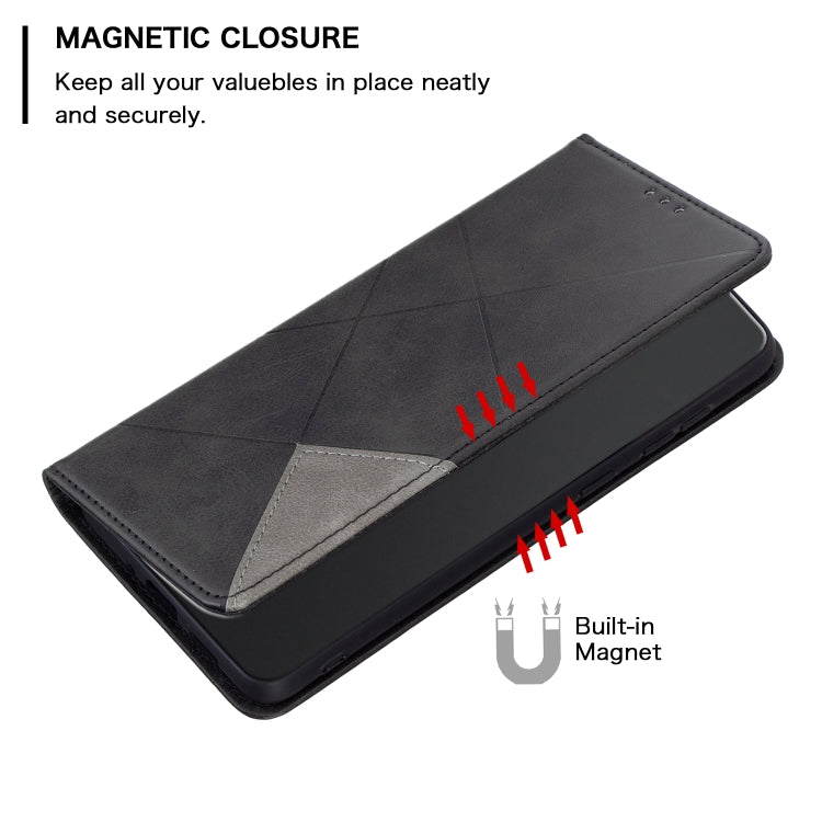 For iPhone 16 Pro Rhombus Texture Magnetic Leather Phone Case(Black) - iPhone 16 Pro Cases by PMC TechLife | Online Shopping South Africa | PMC TechLife | Buy Now Pay Later Mobicred