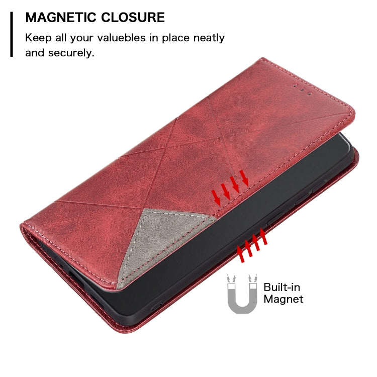 For iPhone 16 Pro Max Rhombus Texture Magnetic Leather Phone Case(Red) - iPhone 16 Pro Max Cases by PMC TechLife | Online Shopping South Africa | PMC TechLife | Buy Now Pay Later Mobicred