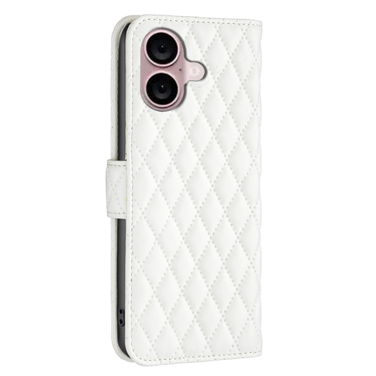 For iPhone 16 Plus Diamond Lattice Wallet Flip Leather Phone Case(White) - iPhone 16 Plus Cases by PMC TechLife | Online Shopping South Africa | PMC TechLife | Buy Now Pay Later Mobicred