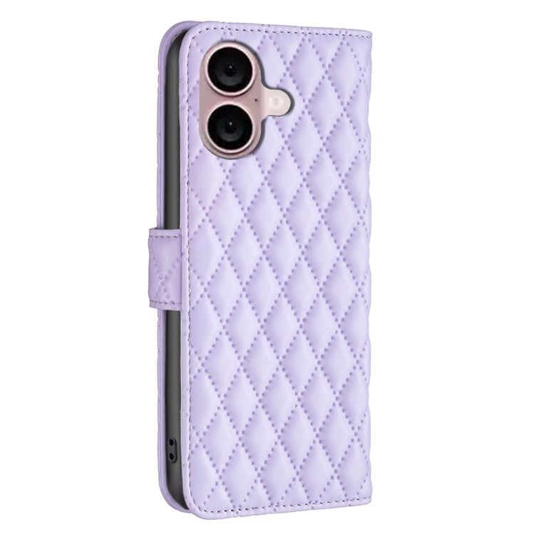 For iPhone 16 Plus Diamond Lattice Wallet Flip Leather Phone Case(Purple) - iPhone 16 Plus Cases by PMC Jewellery | Online Shopping South Africa | PMC Jewellery | Buy Now Pay Later Mobicred