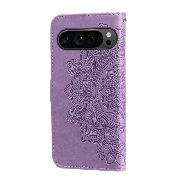 For Google Pixel 9 Pro 7-petal Flowers Embossing Leather Phone Case(Light Purple) - Google Cases by PMC TechLife | Online Shopping South Africa | PMC TechLife | Buy Now Pay Later Mobicred