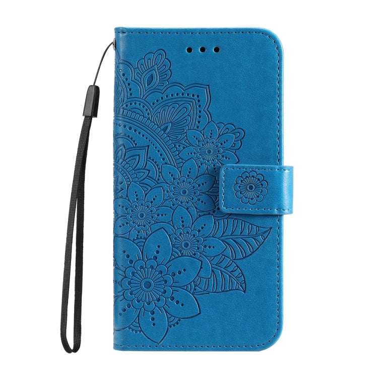 For Google Pixel 9 7-petal Flowers Embossing Leather Phone Case(Blue) - Google Cases by PMC Jewellery | Online Shopping South Africa | PMC Jewellery | Buy Now Pay Later Mobicred