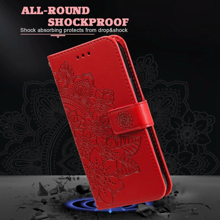 For Google Pixel 9 Seven-petal Flowers Embossing Leather Phone Case(Red) - Google Cases by PMC TechLife | Online Shopping South Africa | PMC TechLife | Buy Now Pay Later Mobicred