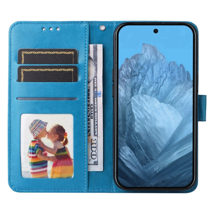 For Google Pixel 9 Embossed Sunflower Leather Phone Case(Blue) - Google Cases by PMC TechLife | Online Shopping South Africa | PMC TechLife | Buy Now Pay Later Mobicred