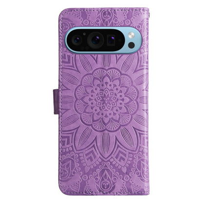 For Google Pixel 9 Embossed Sunflower Leather Phone Case(Purple) - Google Cases by PMC Jewellery | Online Shopping South Africa | PMC Jewellery | Buy Now Pay Later Mobicred