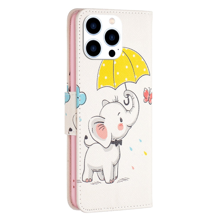 For iPhone 16 Pro Colored Drawing Pattern Flip Leather Phone Case(Umbrella Elephant) - iPhone 16 Pro Cases by PMC TechLife | Online Shopping South Africa | PMC TechLife | Buy Now Pay Later Mobicred