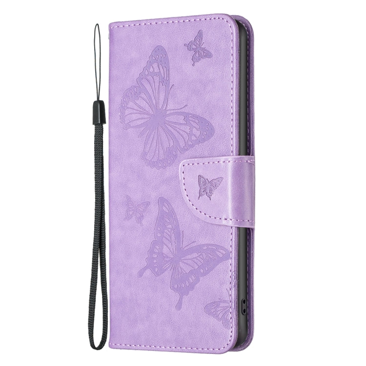 For iPhone 16 Pro Embossing Two Butterflies Pattern Leather Phone Case(Purple) - iPhone 16 Pro Cases by PMC Jewellery | Online Shopping South Africa | PMC Jewellery | Buy Now Pay Later Mobicred