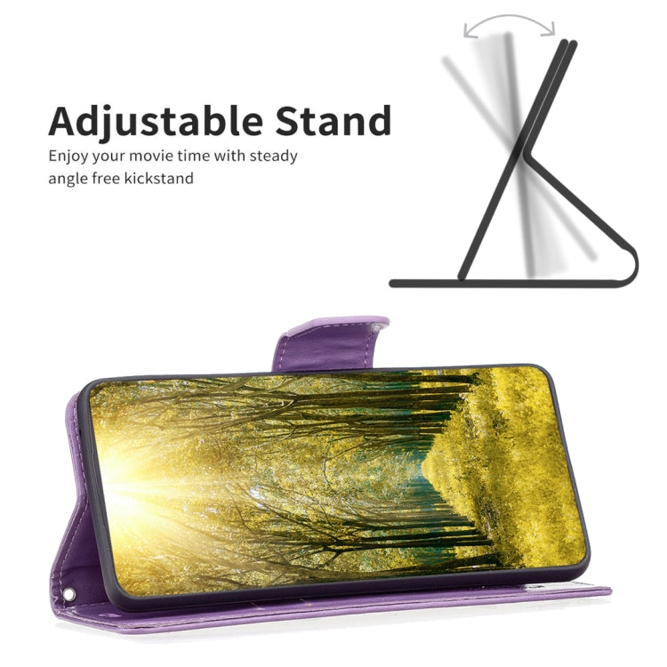 For iPhone 16 Pro Embossing Two Butterflies Pattern Leather Phone Case(Purple) - iPhone 16 Pro Cases by PMC TechLife | Online Shopping South Africa | PMC TechLife | Buy Now Pay Later Mobicred