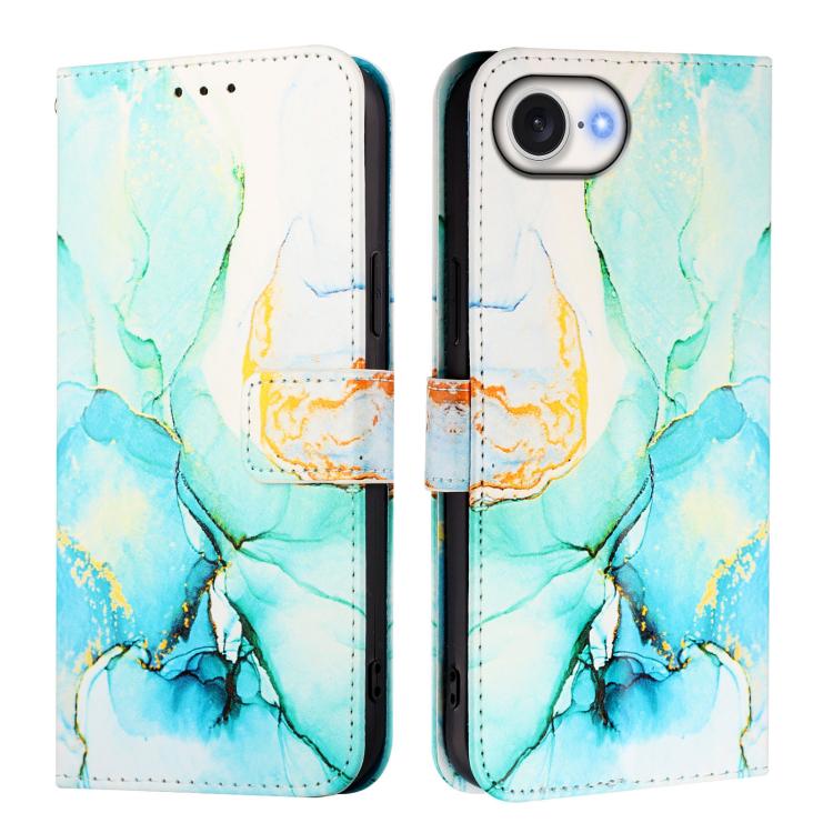 For iPhone 16e PT003 Marble Pattern Flip Leather Phone Case(Green) - iPhone 16e Cases by PMC TechLife | Online Shopping South Africa | PMC TechLife | Buy Now Pay Later Mobicred