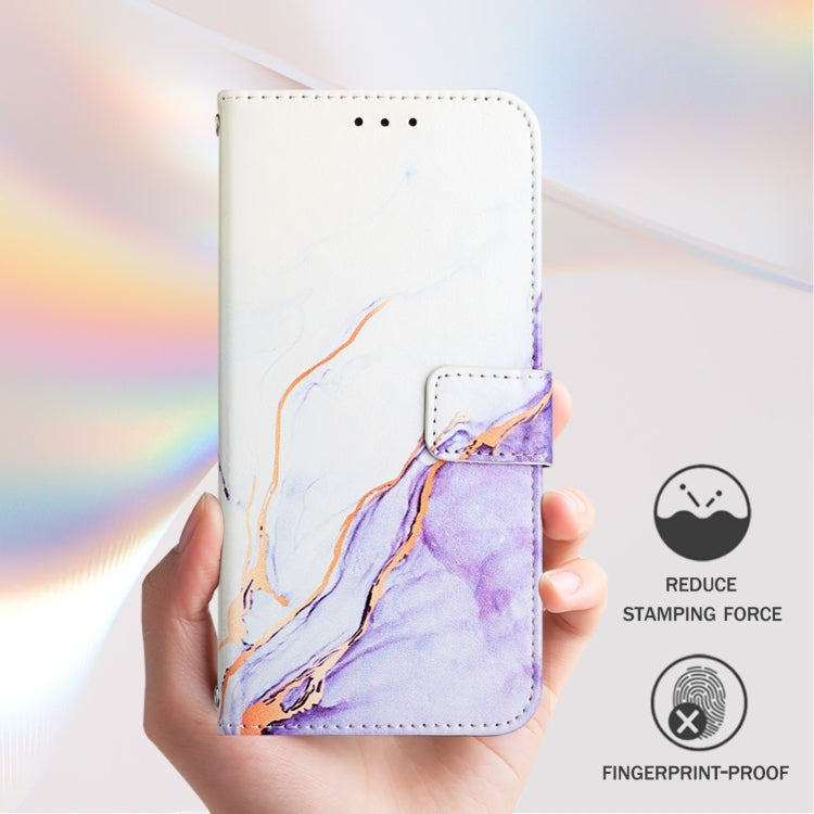 For iPhone 16 Pro Max PT003 Marble Pattern Flip Leather Phone Case(White Purple) - iPhone 16 Pro Max Cases by PMC TechLife | Online Shopping South Africa | PMC TechLife | Buy Now Pay Later Mobicred