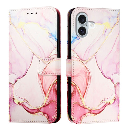 For iPhone 16 Plus PT003 Marble Pattern Flip Leather Phone Case(Rose Gold LS005) - iPhone 16 Plus Cases by PMC Jewellery | Online Shopping South Africa | PMC Jewellery | Buy Now Pay Later Mobicred