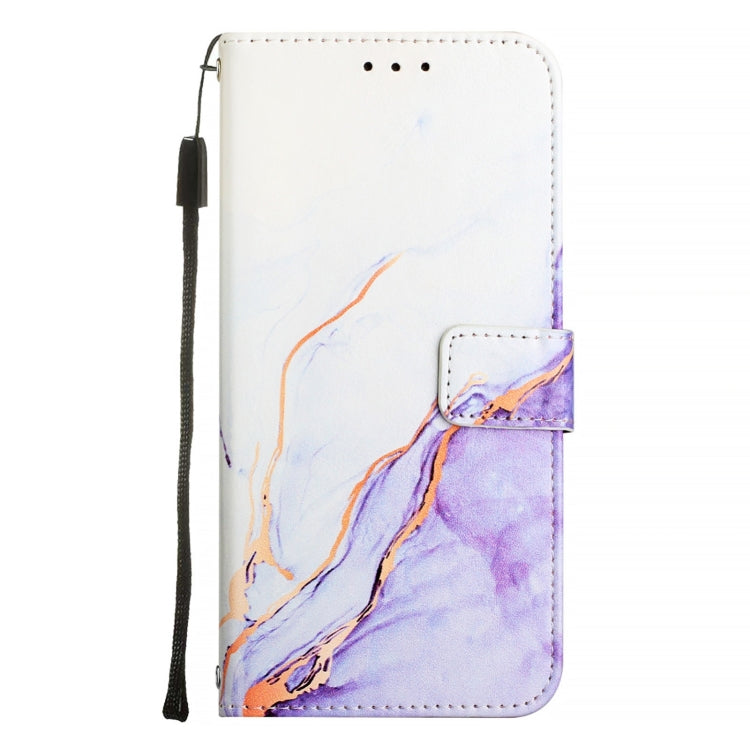 For iPhone 16 PT003 Marble Pattern Flip Leather Phone Case(White Purple LS006) - iPhone 16 Cases by PMC Jewellery | Online Shopping South Africa | PMC Jewellery | Buy Now Pay Later Mobicred