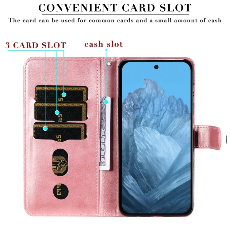 For Google Pixel 9 Fashion Calf Texture Zipper Leather Phone Case(Rose Gold) - Google Cases by PMC TechLife | Online Shopping South Africa | PMC TechLife | Buy Now Pay Later Mobicred