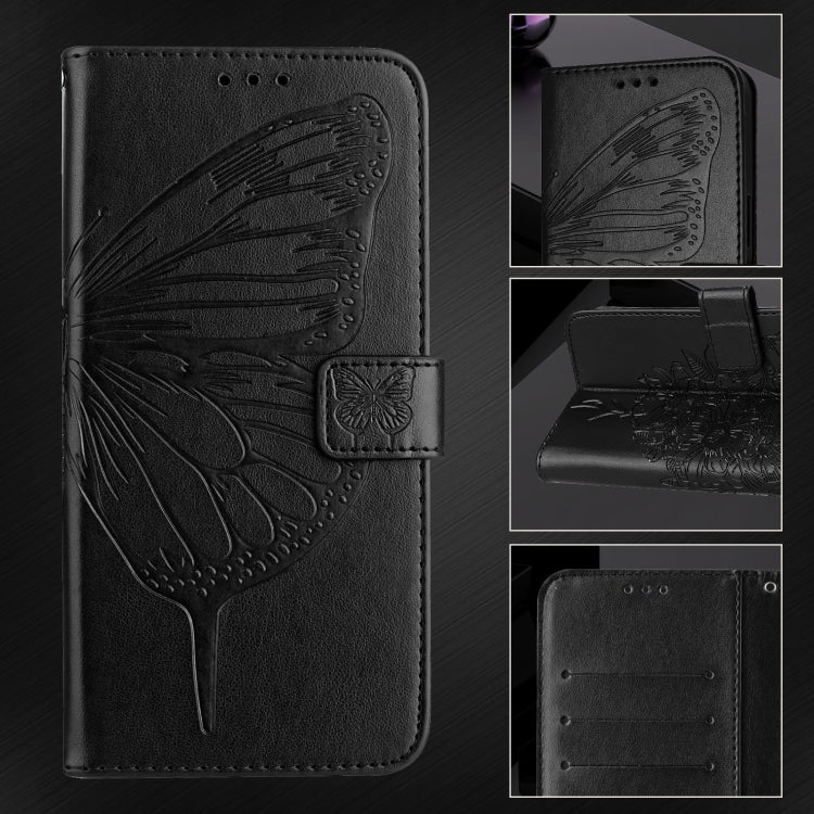 For iPhone 16 Pro Embossed Butterfly Leather Phone Case(Black) - iPhone 16 Pro Cases by PMC Jewellery | Online Shopping South Africa | PMC Jewellery | Buy Now Pay Later Mobicred