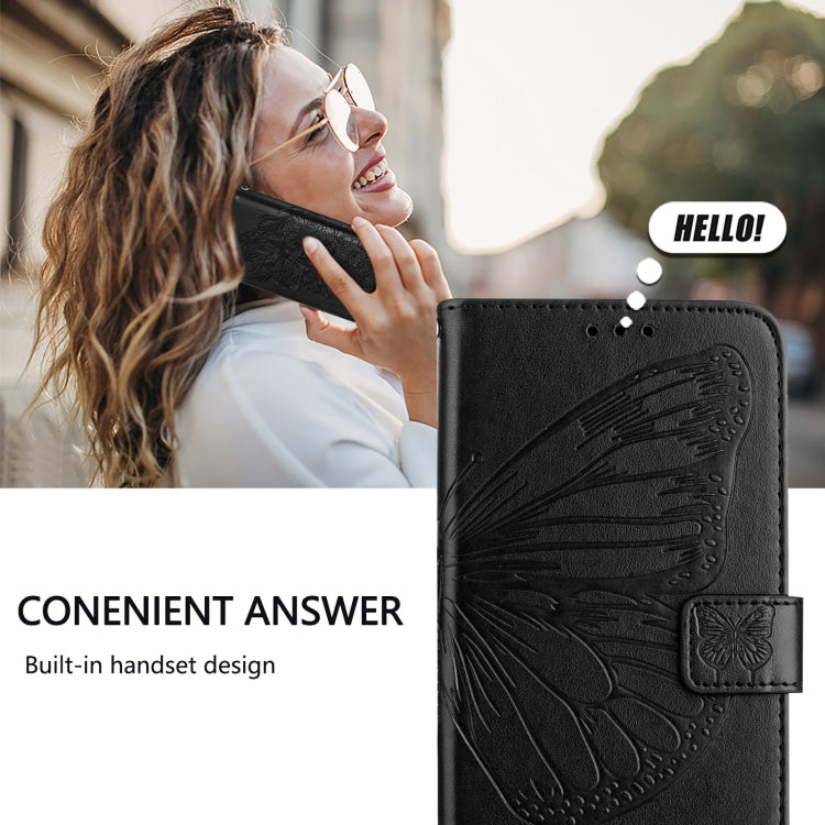 For iPhone 16 Pro Embossed Butterfly Leather Phone Case(Black) - iPhone 16 Pro Cases by PMC TechLife | Online Shopping South Africa | PMC TechLife | Buy Now Pay Later Mobicred