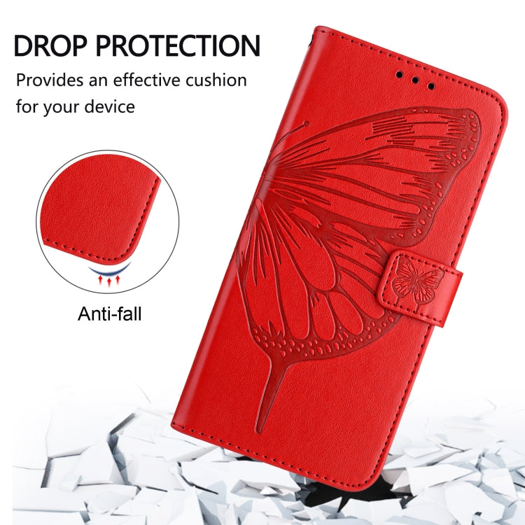 For iPhone 16 Pro Embossed Butterfly Leather Phone Case(Red) - iPhone 16 Pro Cases by PMC TechLife | Online Shopping South Africa | PMC TechLife | Buy Now Pay Later Mobicred