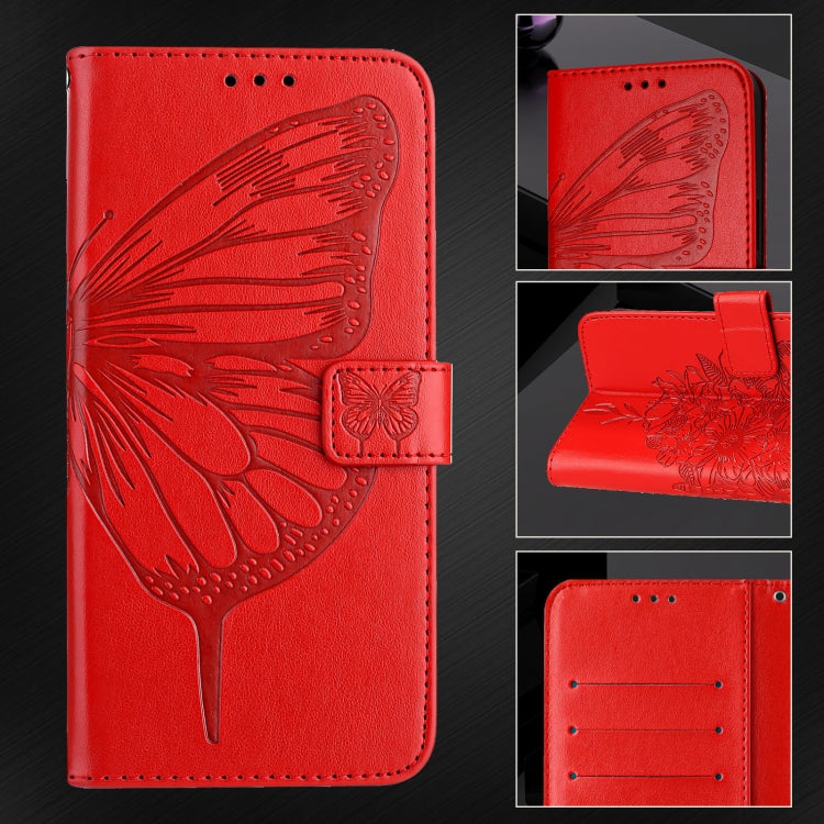 For iPhone 16 Pro Embossed Butterfly Leather Phone Case(Red) - iPhone 16 Pro Cases by PMC TechLife | Online Shopping South Africa | PMC TechLife | Buy Now Pay Later Mobicred