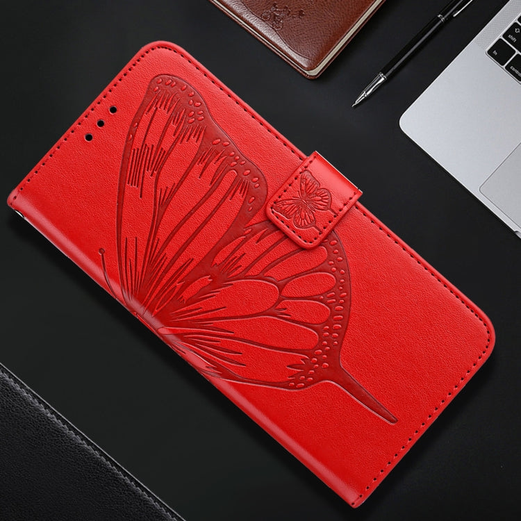 For iPhone 16 Pro Embossed Butterfly Leather Phone Case(Red) - iPhone 16 Pro Cases by PMC TechLife | Online Shopping South Africa | PMC TechLife | Buy Now Pay Later Mobicred