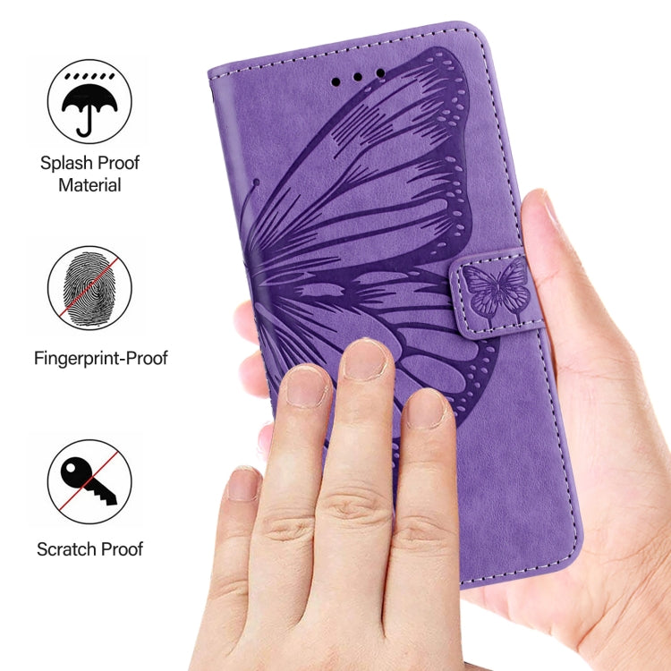 For iPhone 16 Pro Embossed Butterfly Leather Phone Case(Light Purple) - iPhone 16 Pro Cases by PMC TechLife | Online Shopping South Africa | PMC TechLife | Buy Now Pay Later Mobicred