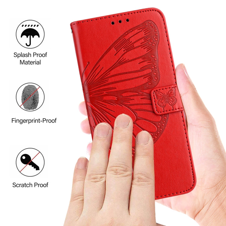 For iPhone 16 Plus Embossed Butterfly Leather Phone Case(Red) - iPhone 16 Plus Cases by PMC TechLife | Online Shopping South Africa | PMC TechLife | Buy Now Pay Later Mobicred