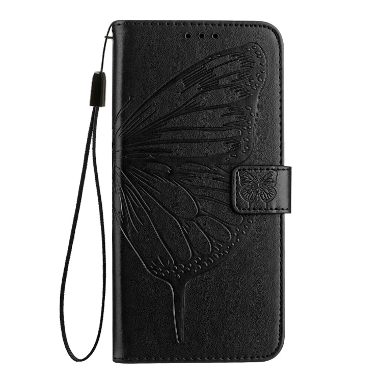 For iPhone 16 Embossed Butterfly Leather Phone Case(Black) - iPhone 16 Cases by PMC TechLife | Online Shopping South Africa | PMC TechLife | Buy Now Pay Later Mobicred