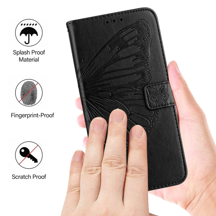 For iPhone 16 Embossed Butterfly Leather Phone Case(Black) - iPhone 16 Cases by PMC TechLife | Online Shopping South Africa | PMC TechLife | Buy Now Pay Later Mobicred