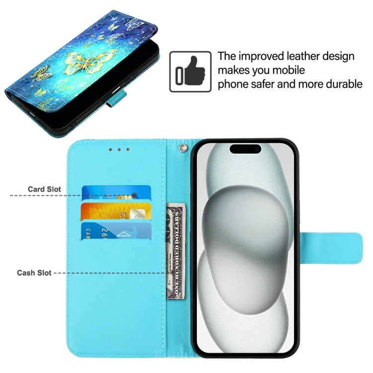 For iPhone 16 Pro Max 3D Painting Horizontal Flip Leather Phone Case(Golden Butterfly) - iPhone 16 Pro Max Cases by PMC TechLife | Online Shopping South Africa | PMC TechLife | Buy Now Pay Later Mobicred