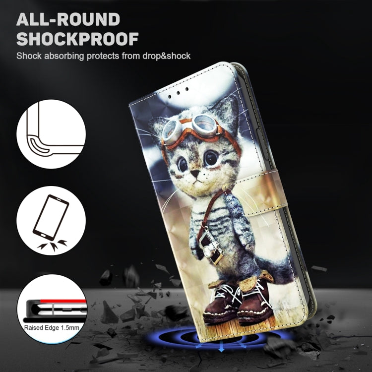 For Google Pixel 9 3D Painted Pattern Leather Phone Case(Naughty Cat) - Google Cases by PMC Jewellery | Online Shopping South Africa | PMC Jewellery | Buy Now Pay Later Mobicred