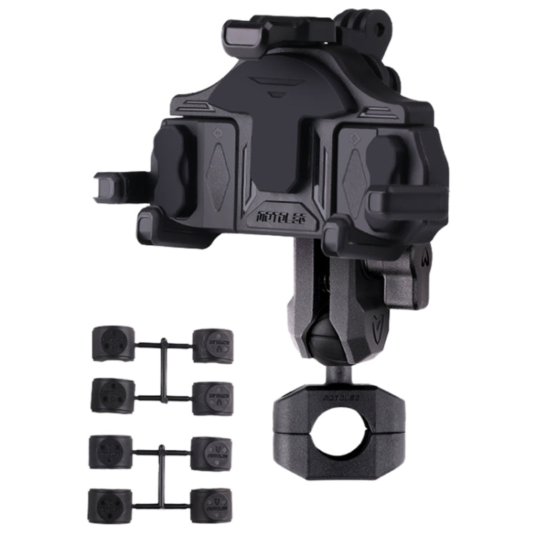 MOTOSLG Crab Motorcycle Phone Clamp Bracket O-Type Rear Mirror Mount(Black) - Holder by MOTOLSG | Online Shopping South Africa | PMC TechLife | Buy Now Pay Later Mobicred