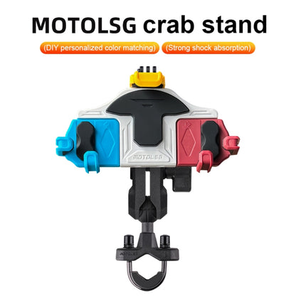 MOTOSLG Crab Motorcycle Phone Clamp Bracket O-Type Rear Mirror Mount with Anti-theft Lock(Blue White Red) - Holder by MOTOLSG | Online Shopping South Africa | PMC Jewellery | Buy Now Pay Later Mobicred