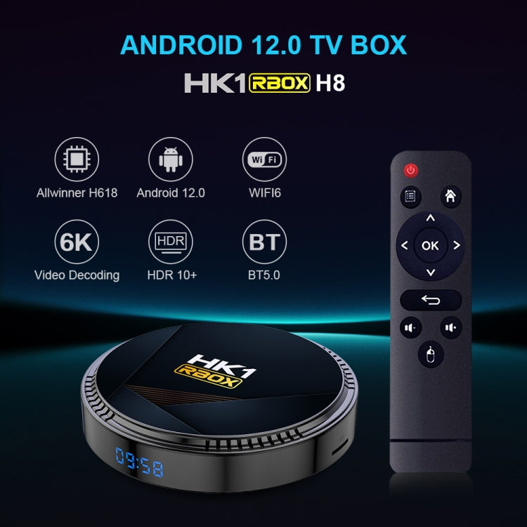 HK1RBOX H8-H618 Android 12.0 Allwinner H618 Quad Core Smart TV Box, Memory:4GB+64GB(EU Plug) - Allwinner H6 by PMC Jewellery | Online Shopping South Africa | PMC Jewellery | Buy Now Pay Later Mobicred