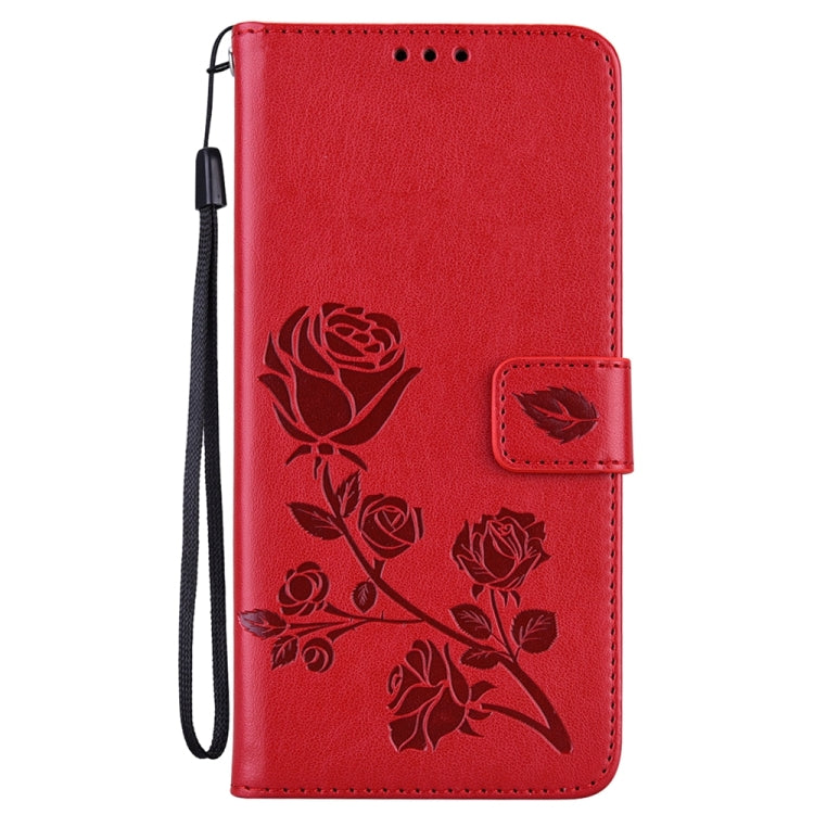 For Xiaomi Redmi Note 13 4G Rose Embossed Flip PU Leather Phone Case(Red) - Note 13 Cases by PMC Jewellery | Online Shopping South Africa | PMC Jewellery | Buy Now Pay Later Mobicred