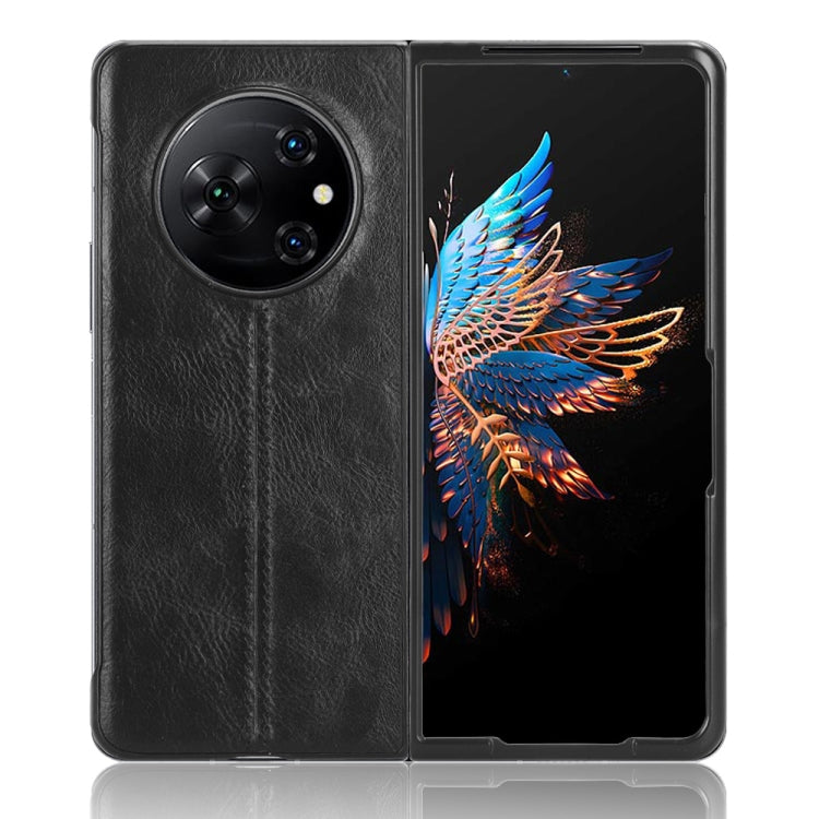 For Tecno Phantom V Fold Cow Pattern Sewing Back Cover Phone Case(Black) - free shipping - PMC TechLife - Order now!