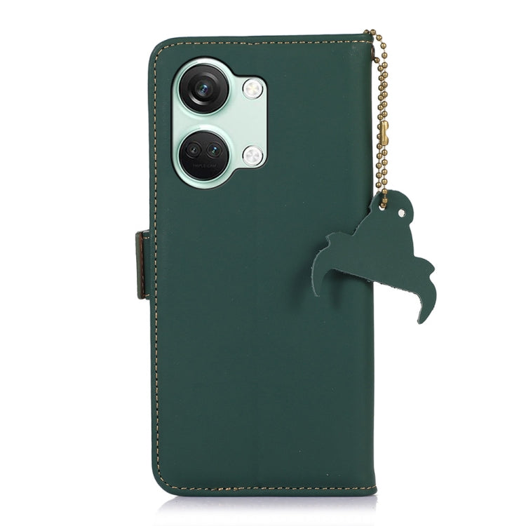 For OnePlus Nord 3 / Ace 2V Genuine Leather Magnetic RFID Leather Phone Case(Green) - OnePlus Cases by PMC TechLife | Online Shopping South Africa | PMC TechLife | Buy Now Pay Later Mobicred