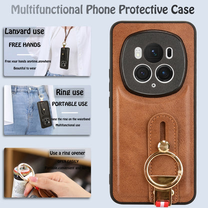 For Honor Magic6 Pro Wristband Leather Back Phone Case(Brown) - Honor Cases by PMC Jewellery | Online Shopping South Africa | PMC Jewellery | Buy Now Pay Later Mobicred