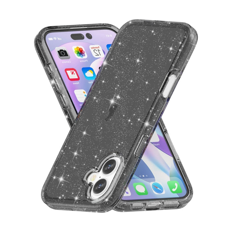 For iPhone 16 Plus Shockproof Terminator Glitter Powder Phone Case(Black) - iPhone 16 Plus Cases by PMC TechLife | Online Shopping South Africa | PMC TechLife | Buy Now Pay Later Mobicred