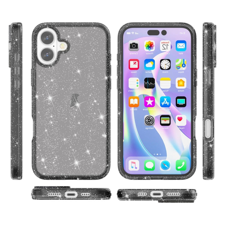 For iPhone 16 Shockproof Terminator Glitter Powder Phone Case(Black) - iPhone 16 Cases by PMC TechLife | Online Shopping South Africa | PMC TechLife | Buy Now Pay Later Mobicred
