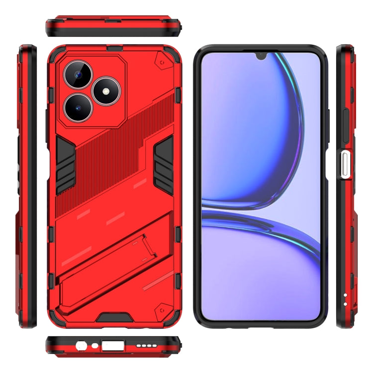 For Realme C53 4G Punk Armor 2 in 1 PC + TPU Phone Case with Holder(Red) - Realme Cases by PMC TechLife | Online Shopping South Africa | PMC TechLife | Buy Now Pay Later Mobicred