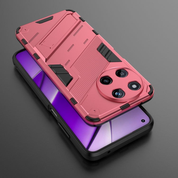 For Realme 11 4G Global Punk Armor 2 in 1 PC + TPU Phone Case with Holder(Light Red) - Realme Cases by PMC TechLife | Online Shopping South Africa | PMC TechLife | Buy Now Pay Later Mobicred
