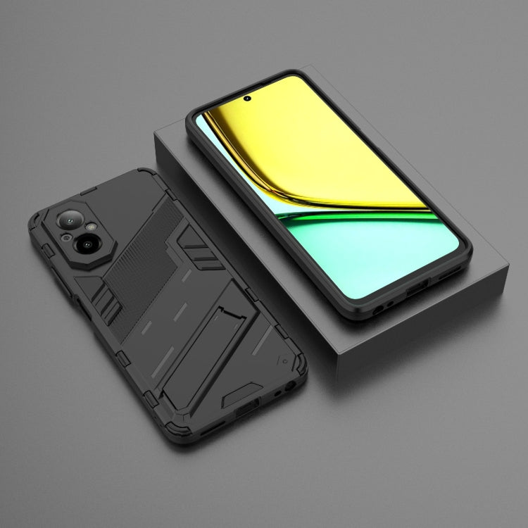 For Realme C67 4G Global Punk Armor 2 in 1 PC + TPU Phone Case with Holder(Black) - Realme Cases by PMC TechLife | Online Shopping South Africa | PMC TechLife | Buy Now Pay Later Mobicred