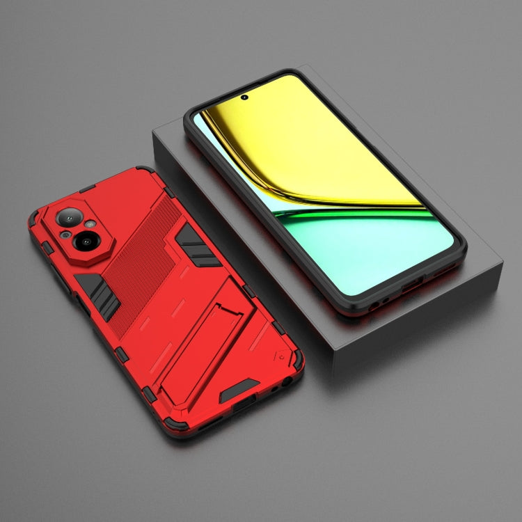 For Realme C67 4G Global Punk Armor 2 in 1 PC + TPU Phone Case with Holder(Red) - Realme Cases by PMC TechLife | Online Shopping South Africa | PMC TechLife | Buy Now Pay Later Mobicred
