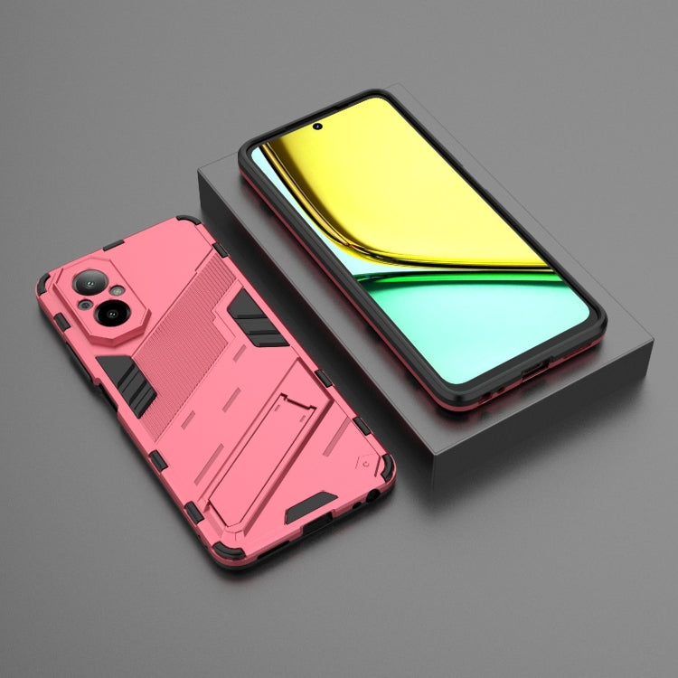 For Realme C67 4G Global Punk Armor 2 in 1 PC + TPU Phone Case with Holder(Light Red) - Realme Cases by PMC TechLife | Online Shopping South Africa | PMC TechLife | Buy Now Pay Later Mobicred