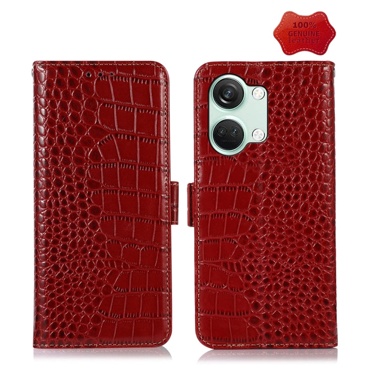 For OnePlus Nord 3 / Ace 2V Crocodile Top Layer Cowhide Leather Phone Case(Red) - OnePlus Cases by PMC TechLife | Online Shopping South Africa | PMC TechLife | Buy Now Pay Later Mobicred