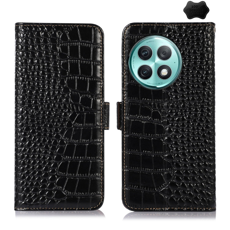 For OnePlus Ace 2 Pro Crocodile Top Layer Cowhide Leather Phone Case(Black) - OnePlus Cases by PMC TechLife | Online Shopping South Africa | PMC TechLife | Buy Now Pay Later Mobicred